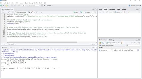 levene's test in r studio